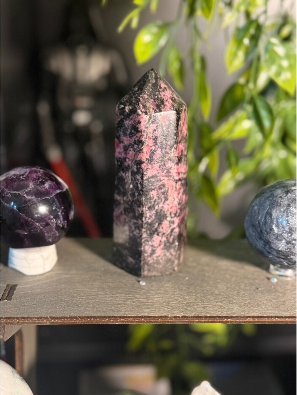 Pink & Black Rhodonite Tower - Picture 2 of 3